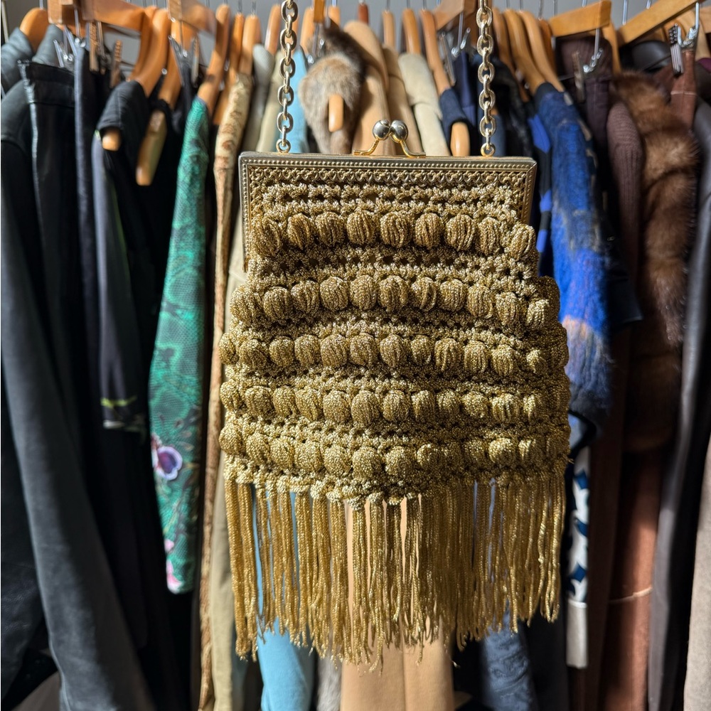 Elegant Gold Fringe Evening Bag